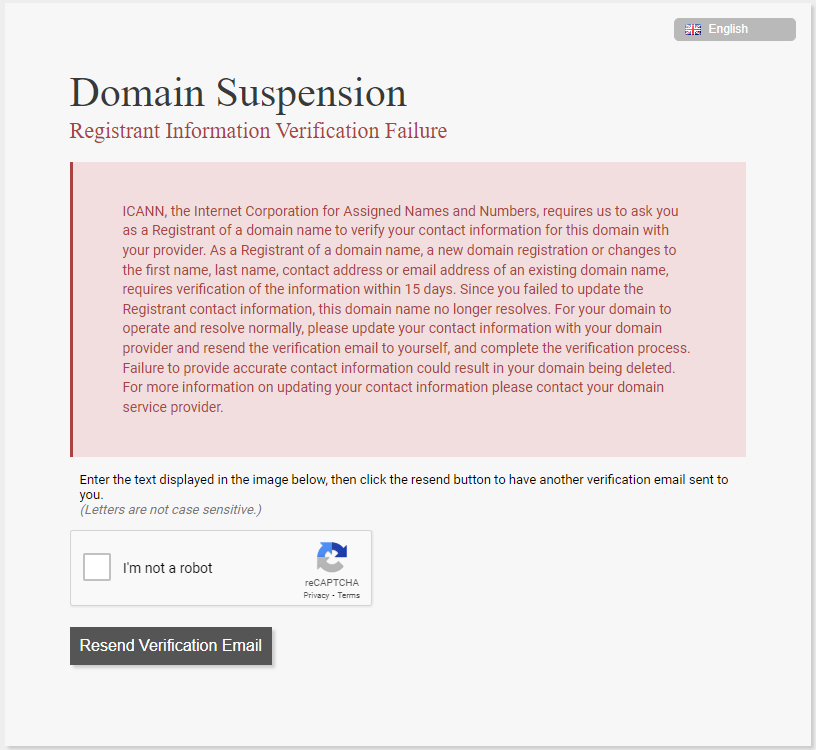 ICANN require us to verify registrant contact information.